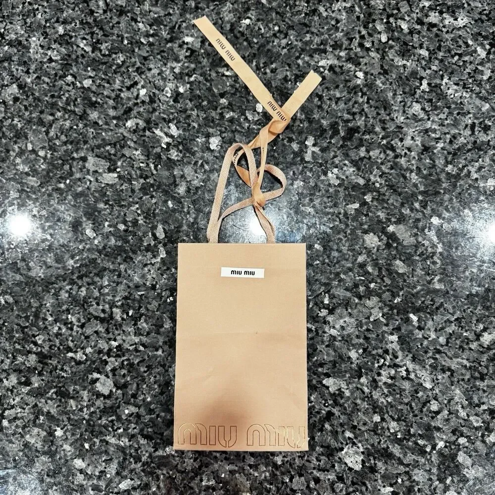 Miu Miu Shopping Tote Ribbon Pink Empty Paper Gift Bag 10 x 6.5 x 3.5